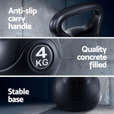 Everfit 4kg Kettlebell Set Weight Lifting Bench Dumbbells Kettle Bell Gym Home