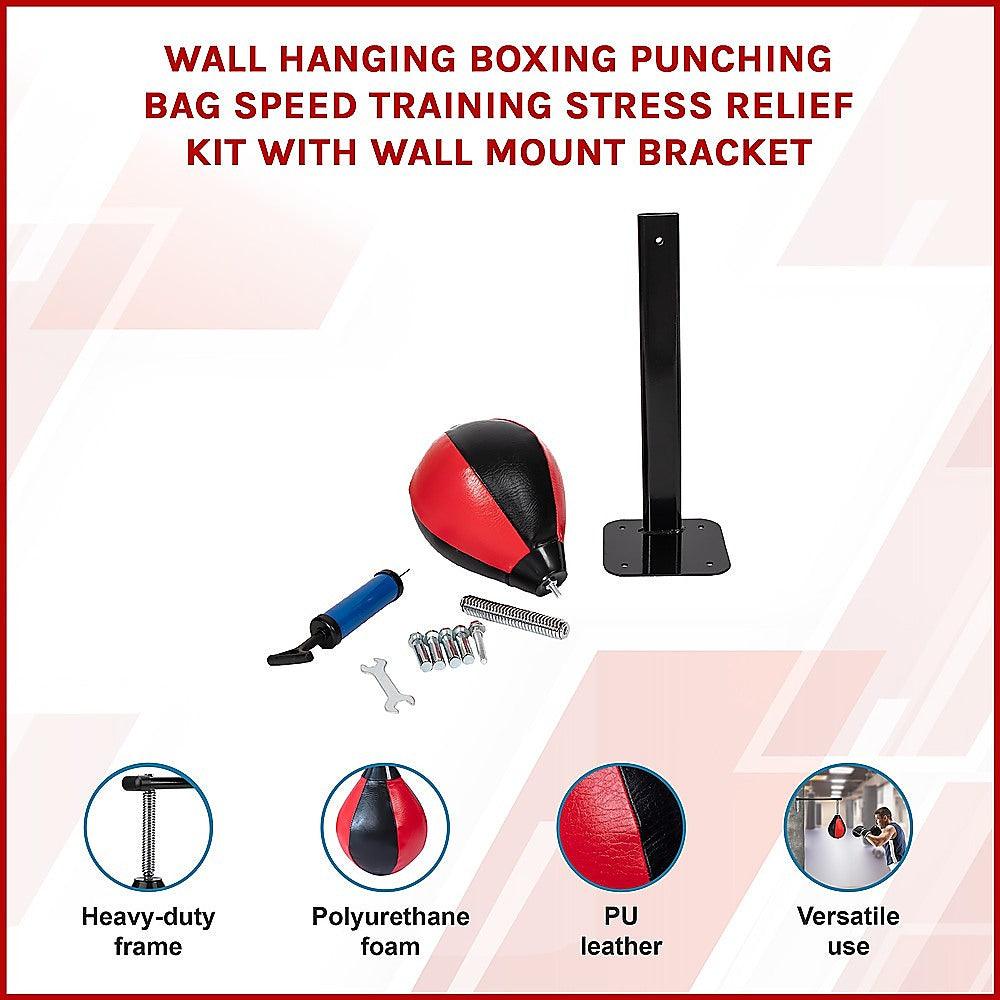 Wall Hanging Boxing Punching Bag Speed Training Stress Relief Kit with Wall Mount Bracket