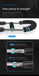 Gray black Adjustable U-Shaped Arm Exerciser - For Home Fitness Strength Training (30kg)